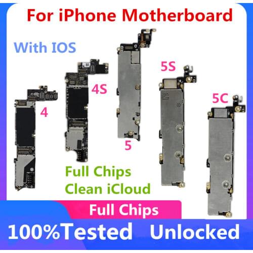 Free iCloud For iphone 4 4s 5 5c 5s 5se Motherboard ,100% Original Unlocked logic board IOS System With Full Chips Full Tested
