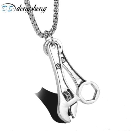 Dongsheng Fashion Motorcycle Spanner Pendant Wrench Necklaces & Pendants Jewelry Motor Biker Pendant Wrench Necklace