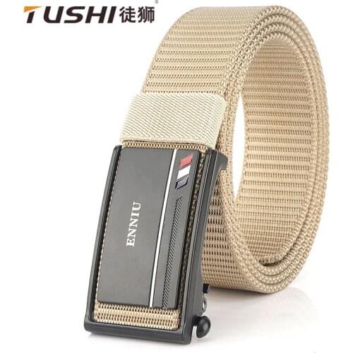 ENNIU 2021 Hot Sell New Leisure Men Belt 120cm*3.4cm Nylon Weave Waistband Metal Automatic Buckle Male Girdle Cinturon Hombre