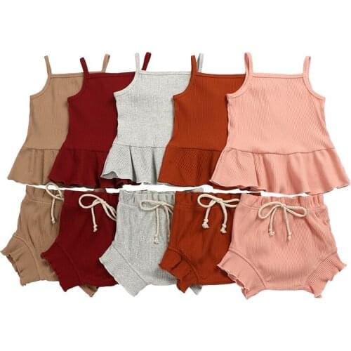 Kaiya Angel Children Fall Baby Boutique Clothing Sets Ribbed Baby Girl Braces Skirt Top + String Bloomer Shorts Pants 3pcs/lot