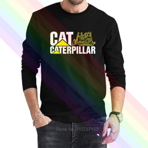 Cat Caterpillar Excavator Logo Classic Black T-Shirt 2021 Newest Summer Mens Long Sleeve Popular Tees Shirt Tops Novel Unisex