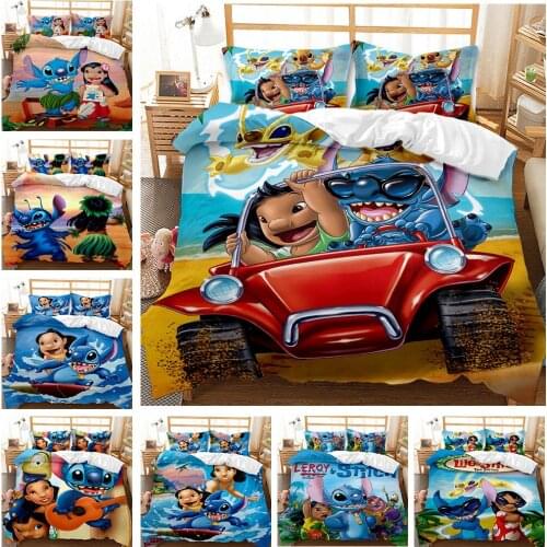 Disney Christmas Stitch Bedding Set Duvet Cover Pillowcase Home Textile Adult Children Gift Queen King Size Bedding Set