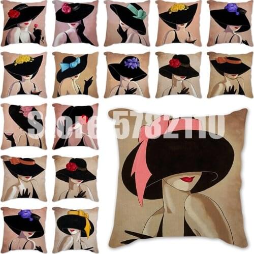 Colorful Cartoon Avatar girl Style Linen Cushion Cover Bed Pillows Cases for Sofa Covers for Living Home Decoration Pillowcase