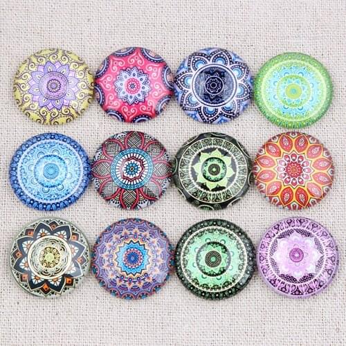 Onwear mix pattern photo round glass cabochon 12mm 20mm 25mm diy flat back handmade jewelry components