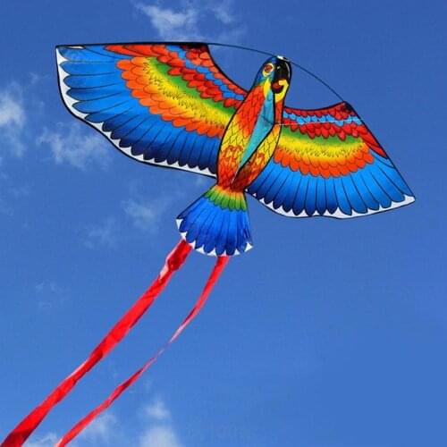 Outdoor Parrot Kites Flying Toy For Kids Gifts 110cm Flat Parrot Kite With Line And Plastic Handle Flying Bird Kites Outdoor Toy