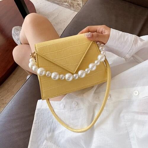 Small bag women bag 2021 new one-shoulder diagonal bag fashion pearl portable small square bag