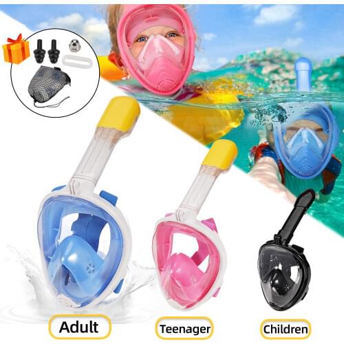 Children Snorkel Diving Mask Swimming Training Anti Fog Set Underwater Full Face Scuba Snorkeling Equipment Safe for Kid Adults