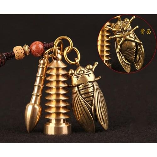 Copper Wenchang pen Wenchang tower key ring copper cicada academic pendant business gift