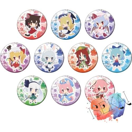 50mm TouHou Project Anime Metal Badge Reimu Marisa Satori Cirno Flandre Remilia Youmu Sakuya Tōhō Project Metal Badge Pins
