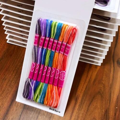 Needle Craft Crosses Stitch Cotton Sewing Skeins 8Pcs Multicolor Embroidery Thread DIY Sewing Multifunction Floss Kit
