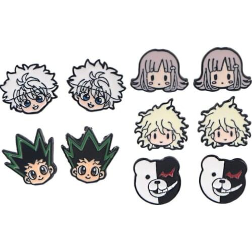 New Anime Hunter X Hunter Dangle Earring Gon Chloro Hisoka Metal Hook Earring Epoxy Jewelry Earrings Women Gift Men Girl BoyToy