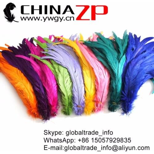Made in CHINAZP Factory Wholesale 100pieces/lot 30~35cm(12~14inch) Length Dyed Mix Color Rooster Tail Feathers