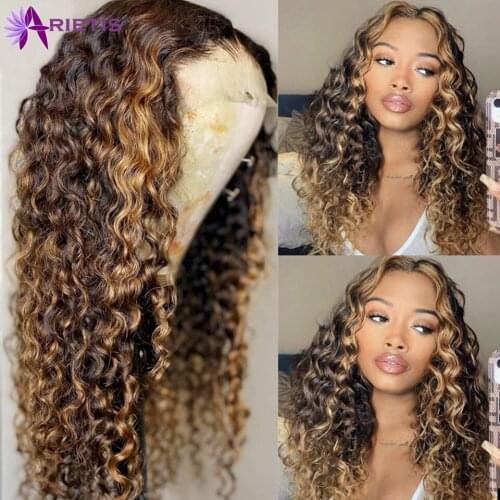 Jerry Curly P4/47 Highlight Wig Human Hair Lace Part Wig Brazilian Remy Human Hair Pre-Plucked Human Hair Wigs For Black Women
