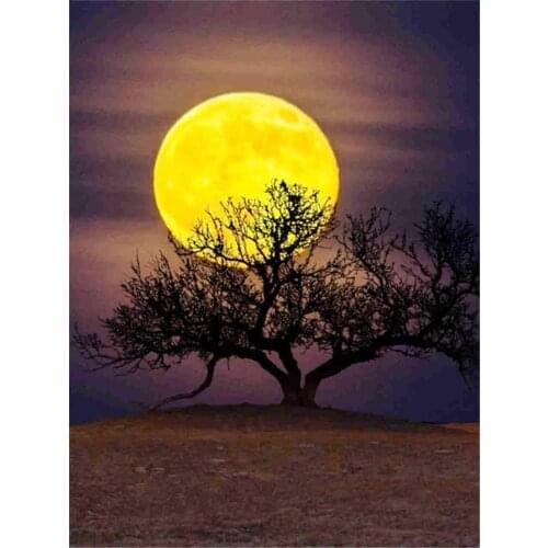 Landscape Moon DIY Embroidery 11CT Cross Stitch Kits Needlework Craft Set Printed Canvas Cotton Thread Home Decoration Design