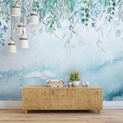 Custom Photo Wallpaper Modern Watercolor Hand Painted Leaf Plant 3D Wall Mural Living Room TV Sofa Bedroom Home Decor Wallpapers