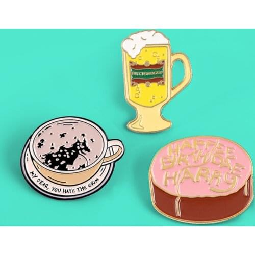 Everyday Food Brooches pins Coffee Beer Cake Enamel pins MY DEAR YOU HAVE THE GRIM Breakfast Food Brooche for Kids women Pins