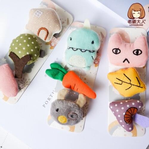 Cute Dinosaur Kitten Radish Mushroom Small House All-Inclusive Safety Childrens Hair Clip Hairpin Hair Accessories