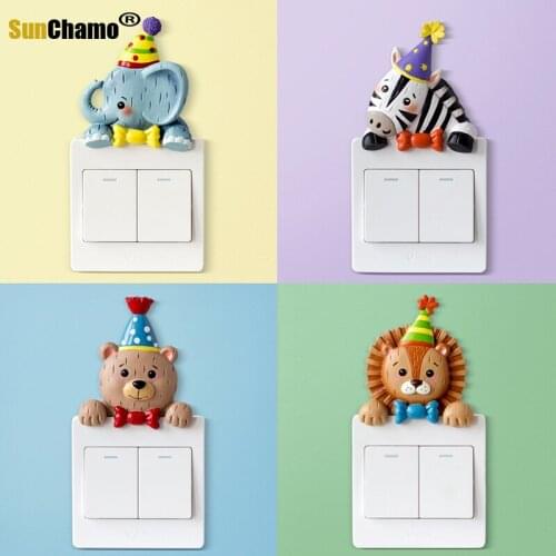 Nordic Switch Wall Stickers Living Room Bedroom 3D Home Cartoon Creative Modern Socket Small Decorative Protective Cover Crafts