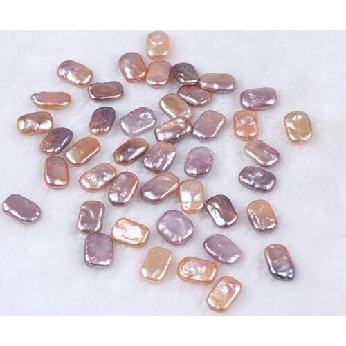 Mixed Pink Purple Color Raw Natural Freshwater Pearl Rectangle Shape Loose Beads No Hole