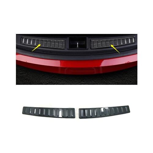 Steel Black Inner Rear Bumper Protector Sill Trim 2pcs For Tesla Model S 15-20