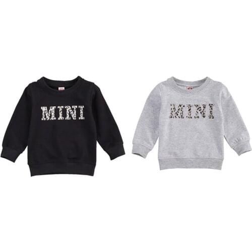 Infant Newborn Baby Girls Hoodie Tops Long Sleeve Spring Autumn Shirts Leopard Printed Letter Tops Sweatshirt Outfits 0-3Years