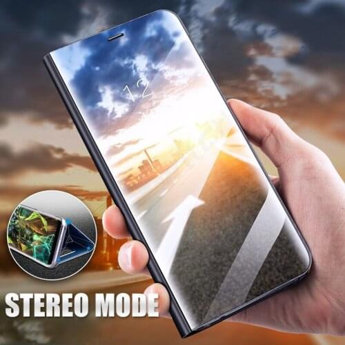 Skinlee For Samsung M32 4G Case Mirror View Smart Flip Case Shockproof Phone Case For Samsung Galaxy A03S Mirror View Cover