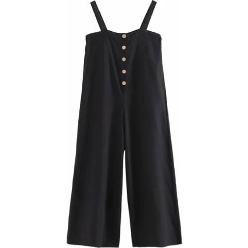 Za New Fashion Women Strap Rompers Black Jumpsiut Romper Long Trousers Jumpsuits ladies Overalls XITIMEAO