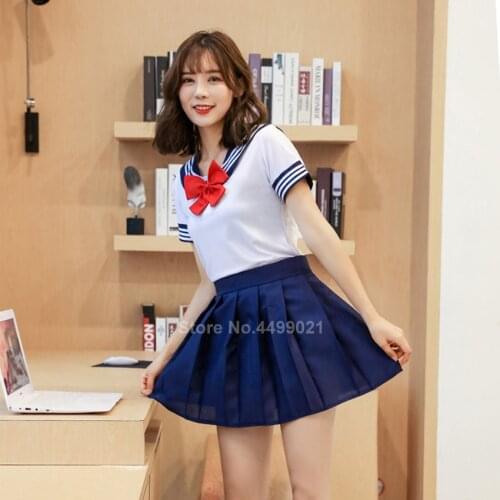 Woman School Uniforms Sexy Collage Student Sailor Party Cosplay Costume Japanese Short Sleeve JK Suit Girls Pleated Skirt
