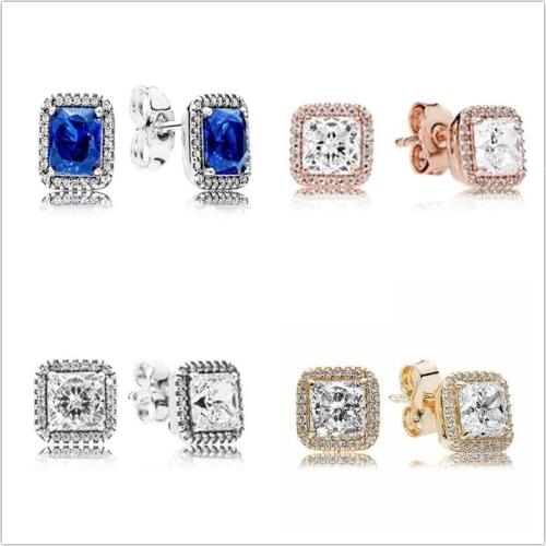 925 Sterling Silver pandora Earring Timeless Elegance With Zirconia Studs Earrings For Women Wedding Jewelry