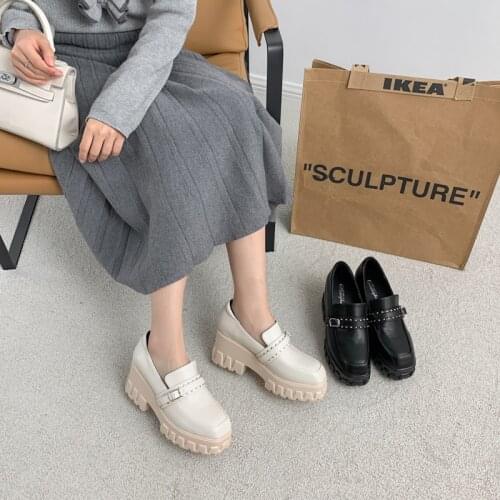 Wedges Loafers Women Shoes Shallow Square Toe Pump Patchwork Platform Oxford Casual Heightening Shoes Leather Zapatos De Mujer