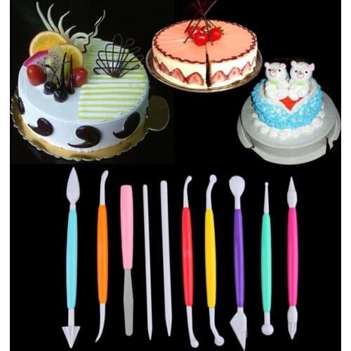 10PCS Fondant Flower Modeling Cake Knife Pen Cutter Baking Sculpture Group Cookies Cutter Mold Pastry Bakeware DIY Gift
