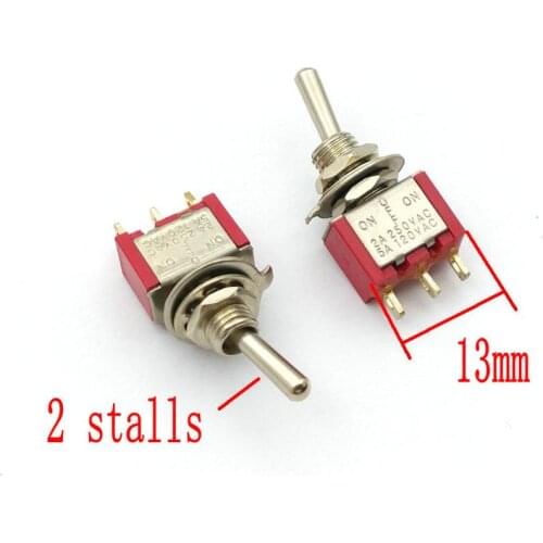 100Pcs 3 Pin ON-ON SPDT 2 stalls switch AC 5A/120 V 2A/250V ADAPTER