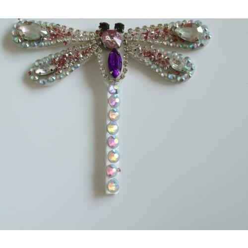 2pc/lot dragonfly rhinestone beaded patches for clothing DIY 3d animal embroidery patch appliques decorative sequins Parches