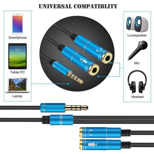 30cm 3.5mm Audio Splitter Cable for Computer Jack 3.5mm 1 Male to 2 Female Mic Y Splitter AUX Cable Headset Splitter Adapter