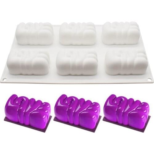 6 Cavity 3D Pattern Shapes Mousse Silicone Cake Mold Decorating Baking Tools DIY Bakeware Silicone Molds