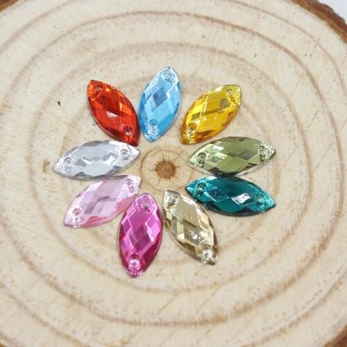 Free Shipping 100pcs/Lot 7*15mm Horse Eye Sew On Acrylic Rhinestone Jewelry Findings Garment Accessory Diy Supplies