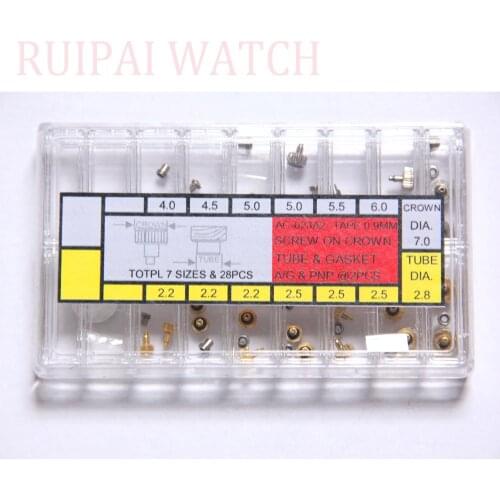 Free Shipping 0.9mm Copper Screw On Crown with Tube and Gasket Watch Crown
