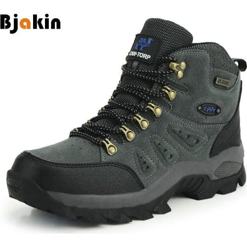 Bjakin Waterproof Mens Hiking Shoes Autumn Winter Climbing Boots High Top Trekking Hunting Shoes Trainers Rubber Unisex