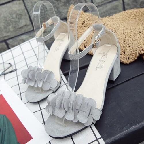 Summer Hasp High Heels Womens Shoes Fashion Sexy Flower suede Black Pink Retro Patchwork Head Peep Toe Sandals Large size