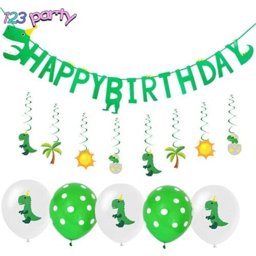 Dinosaur happy Birthday banner birthday party decorations kids confetti balloon Baby Shower Supplies boy party paper garland