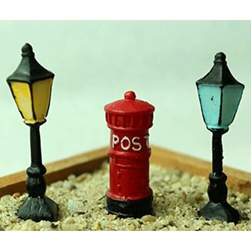 Mini Garden Miniatures Fairy Garden Ornament Decoration Bonsai Terrarium Figurines Micro Landscape Decor Postbox Streetlight