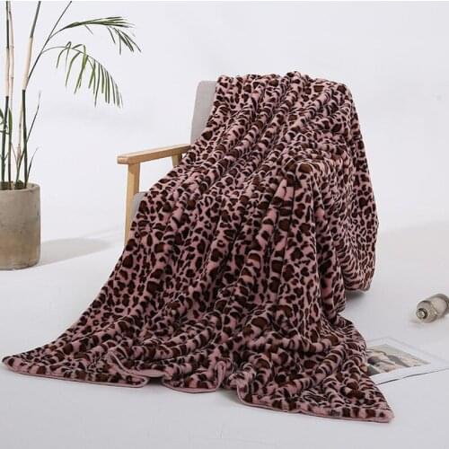 Elegant Leopard Design Fuzzy Blanket Sheets Super Soft Rabbit Bedding Sofa Short Cover 130*160cm/160*200cm Plush Fur Crystal