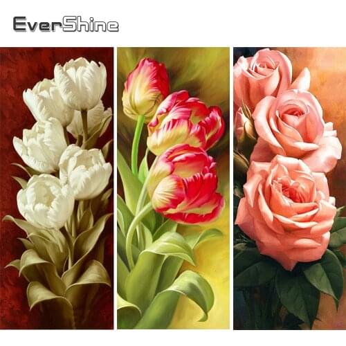 EverShine Full Square Diamond Painting Flower DIY Diamond Embroidery Rose Mosaic 5D Picture Of Rhinestones Home Decor
