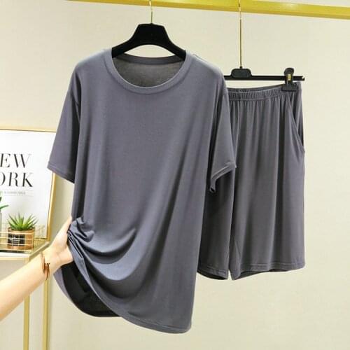 Modal Home Clothes Womens Mens Thin Summer Pajamas Set Casual Loose Plus Size Short Sleeve Half Pant Pijamas Suit 4XL-6XL