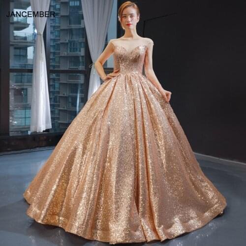 J66565 jancember ball gown evening dress sequined simple cap sleeve occasion dresses for women vestidos de quincea era 2019