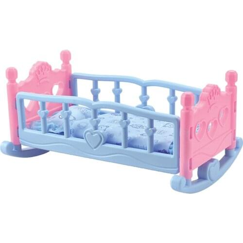 Rocking Bed for Dolls - Baby Cradle Toy Furniture and Play Accessories