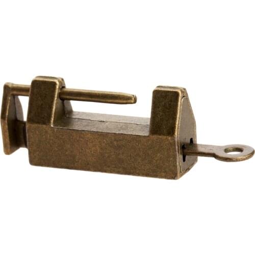 Chinese Old Lock + Key Iron Vintage Antique Brass Jewelry Wooden wine Box Retro Padlock Suitcase Drawer Cabinet Hardware Fitting