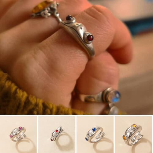 Docona Boho Adjustable Animal Metal Rings for Women Men Red Crystal Open Joint Midi Rings Girl Jewelry wholesale Anillos 17412