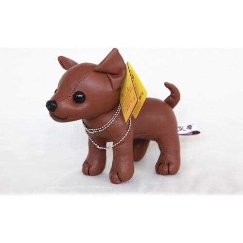 Creative toy ,PU leather dog about 20cm black or brown Chihuahua plush toy ,Christmas gift h2921