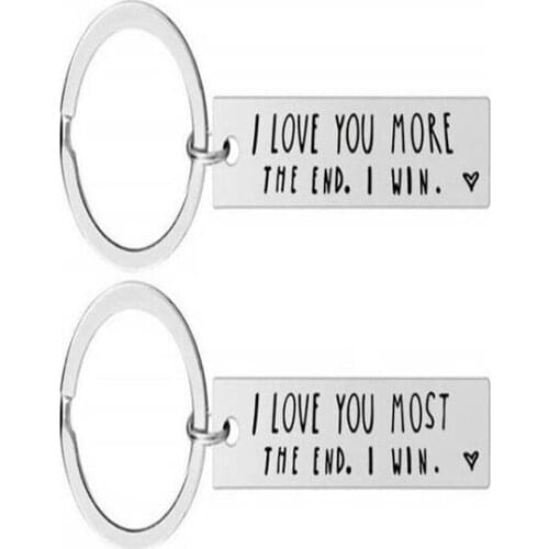 Creative Keyrings Stainless Steel I Love You Most More The End I Win Couples Keychain Metal Key Holders Party Favor